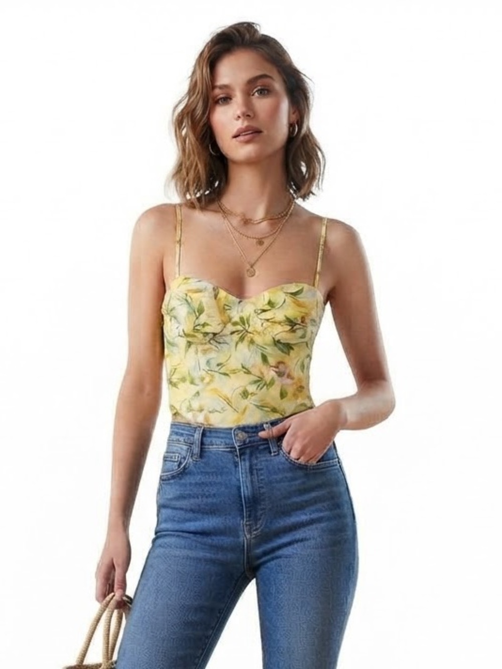 Zara Printed Linen Blend Crop Top